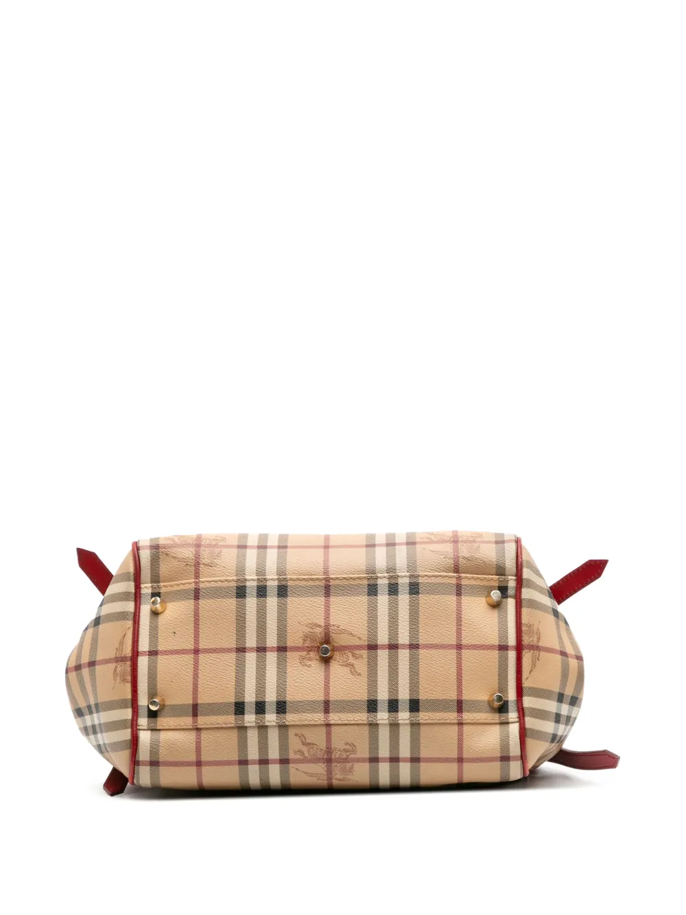 Pre-owned Burberry 2000-2017 Small Haymarket Check Coated Canvas Canterbury Tote Bag In Brown