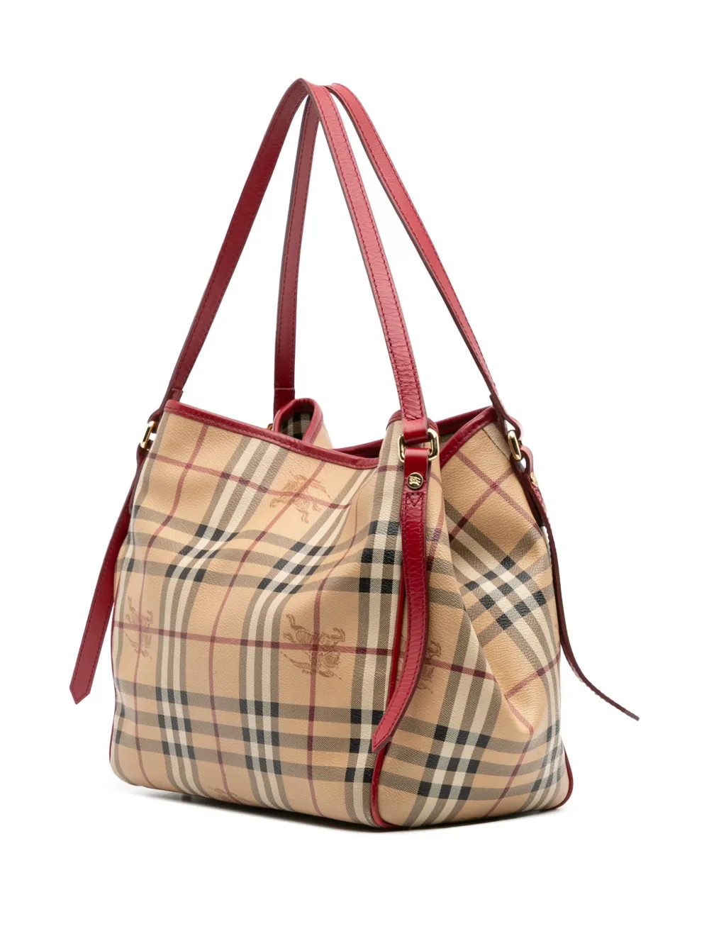 Pre-owned Burberry 2000-2017 Small Haymarket Check Coated Canvas Canterbury Tote Bag In Brown