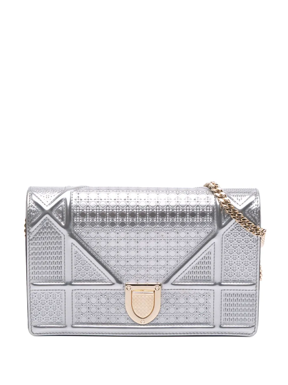 Christian Dior Pre-Owned 2018 Baby Patent Microcannage Diorama crossbody bag | Silver | Image 1