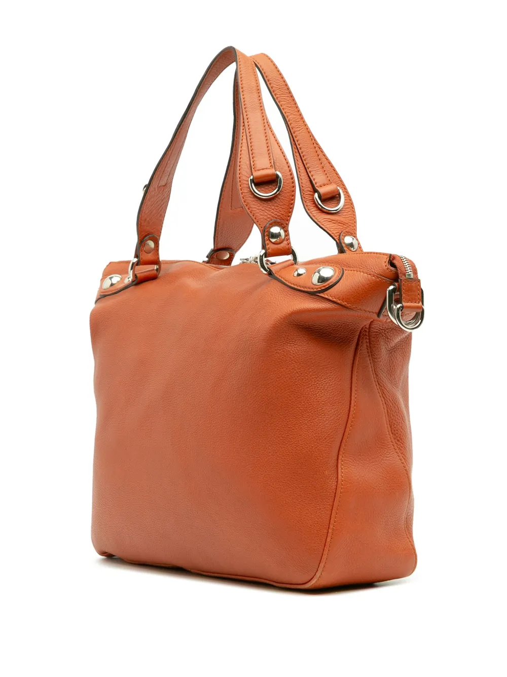 Pre-owned Gucci 2016-2025 Large Pebbled Calfskin Icon Bit Satchel In Orange