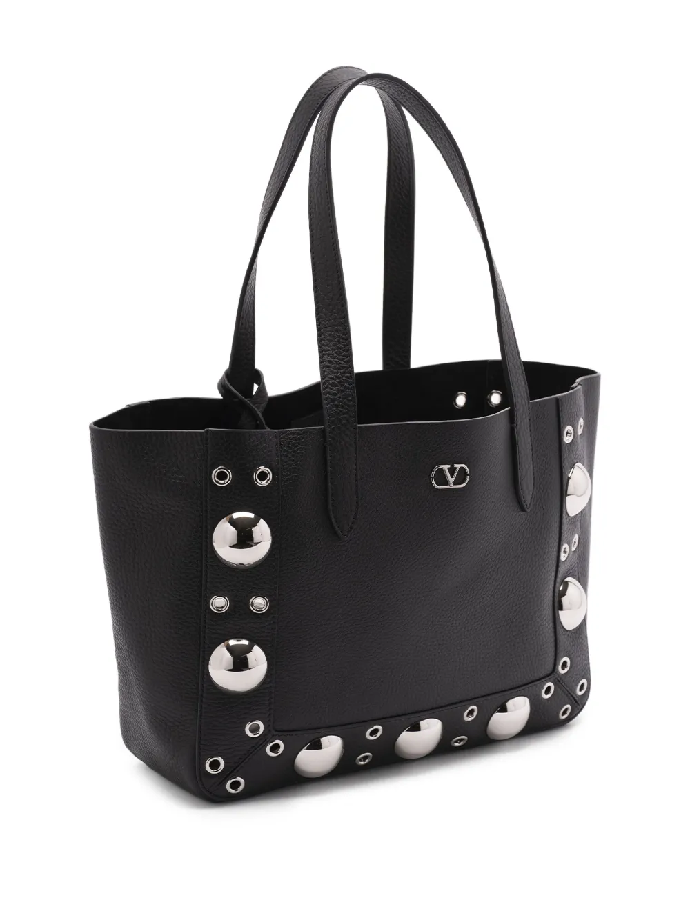 Valentino Garavani Nellcôte Leather Tote Bag in Black, view 3