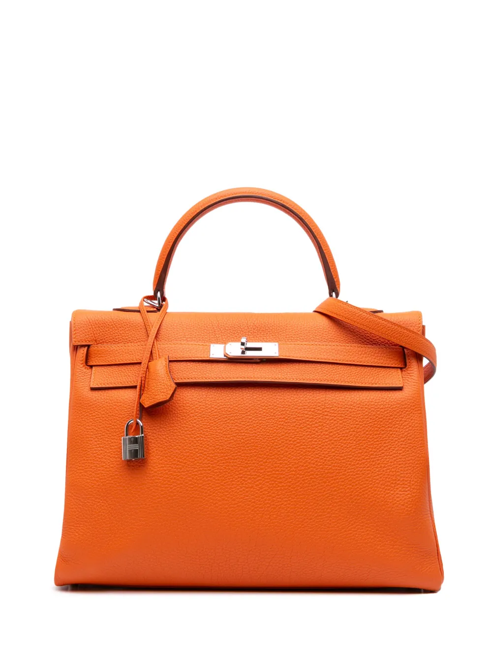 Pre-owned Hermes 2014 Togo Kelly Ii Retourne 35 Satchel In Orange