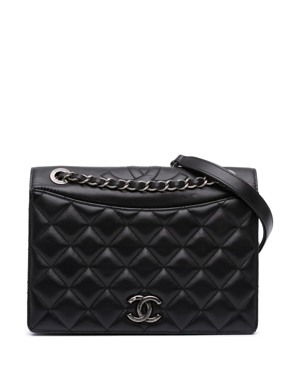 Pre-owned Chanel 2016-2017 Medium Quilted Lambskin Ballerine Flap Crossbody Bag In Black