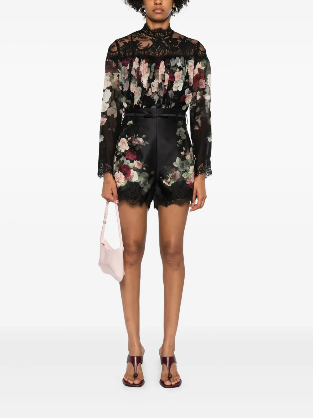 ZIMMERMANN Hypnotic lace-insert pleated blouse - Zwart