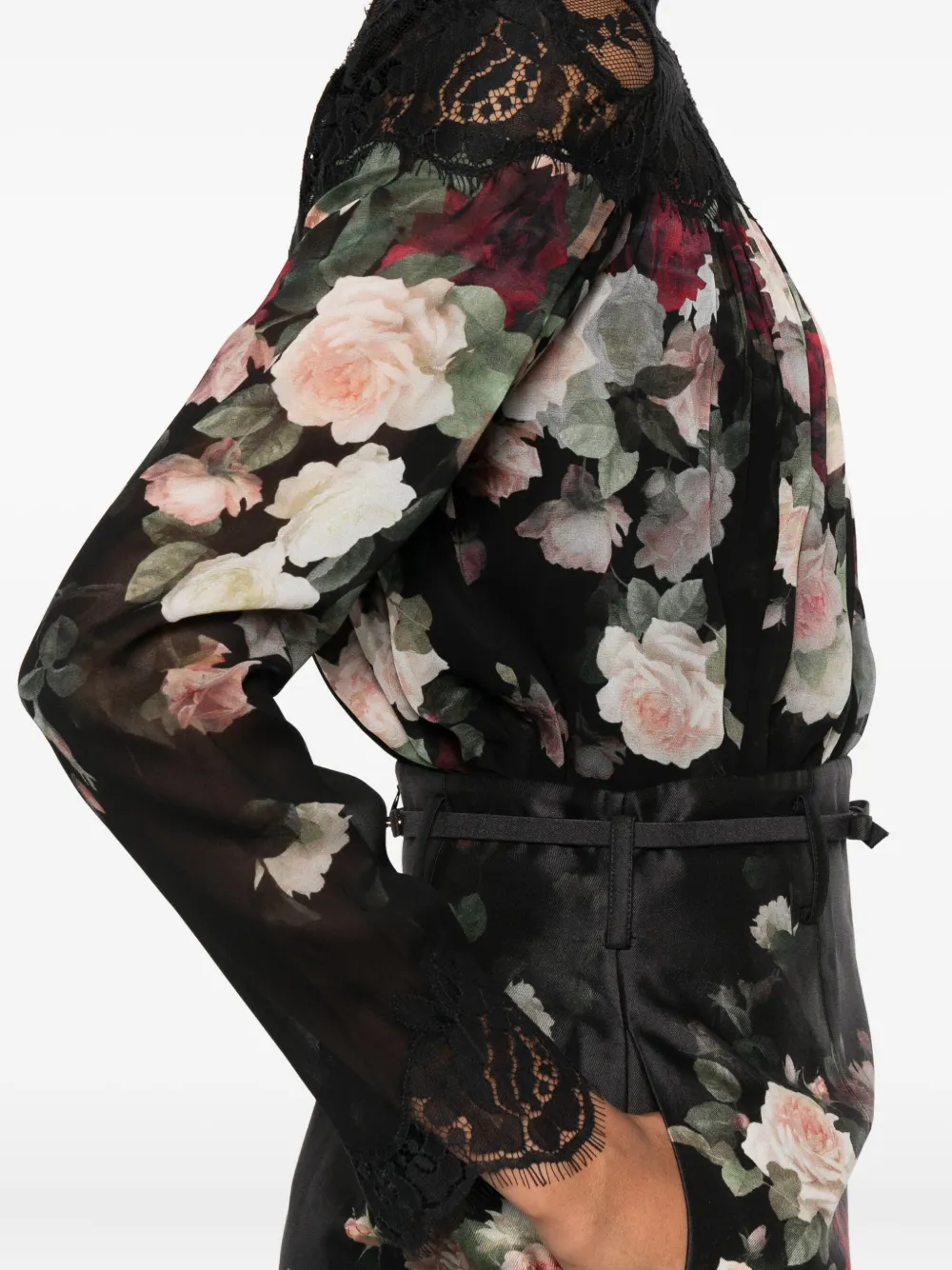 Zimmermann Hypnotic Lace-insert Pleated Blouse In Black
