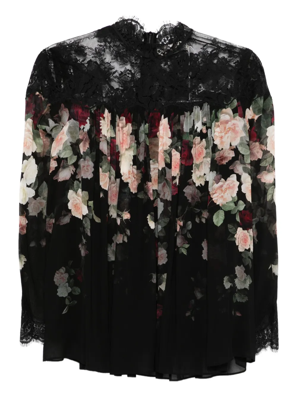 Zimmermann Hypnotic Lace-insert Pleated Blouse In Black