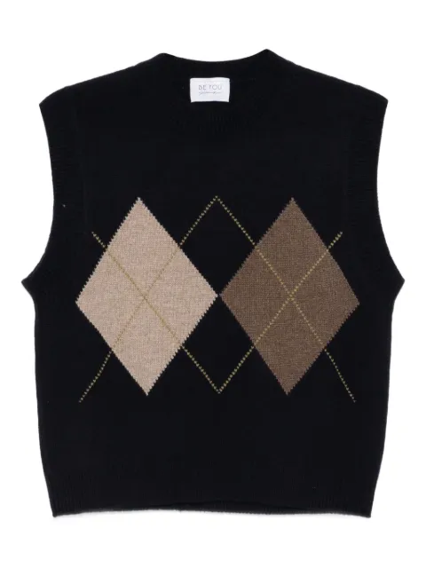BeYou diamond-pattern sleeveless sweater
