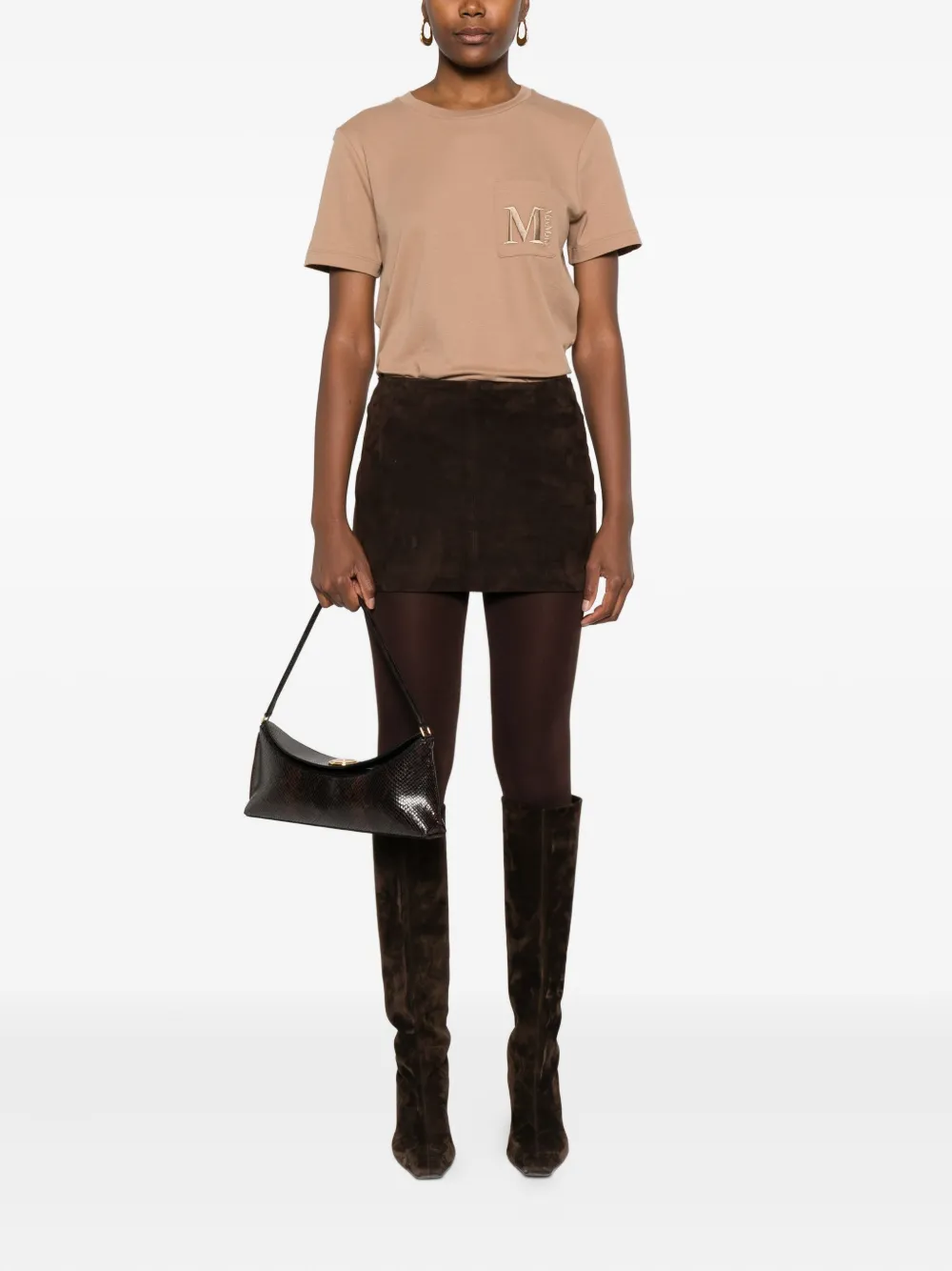 Max Mara Logo-embroidered Pocket T-shirt In Neutral