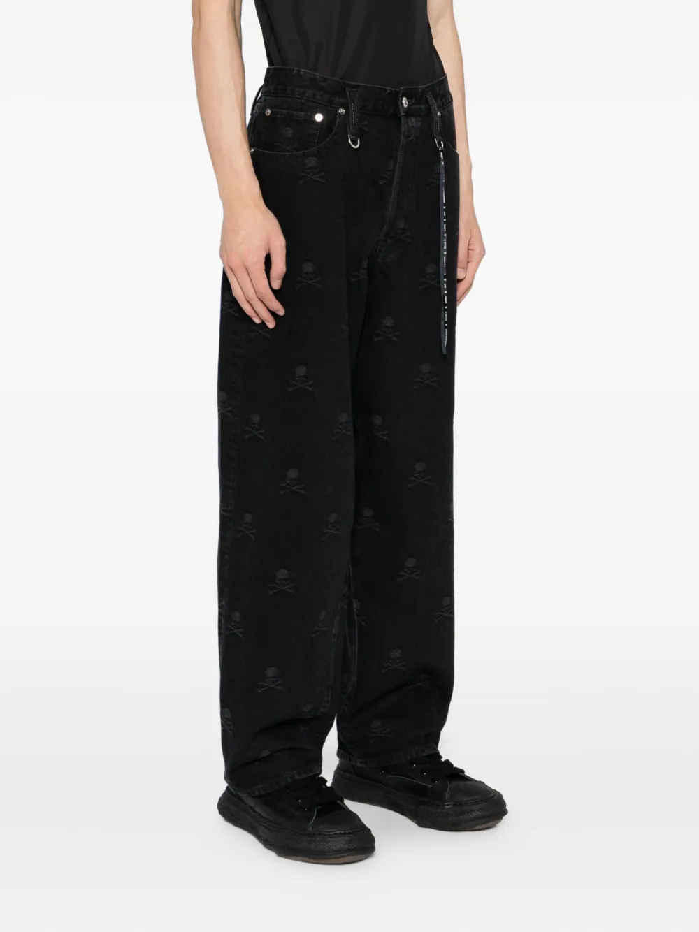 Mastermind Japan Jeans met geborduurd logo Zwart