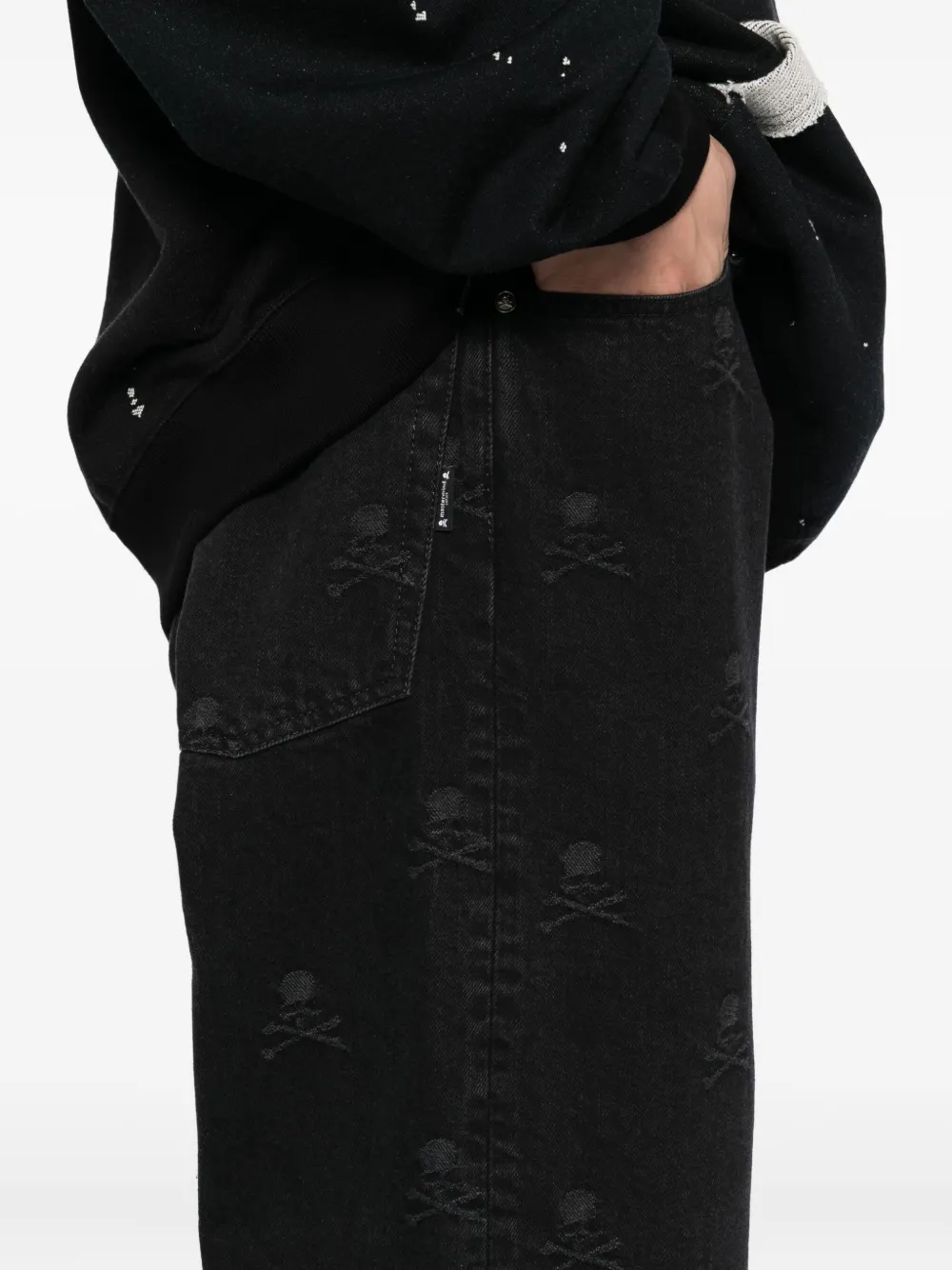 Mastermind Japan Jeans met geborduurd logo Zwart