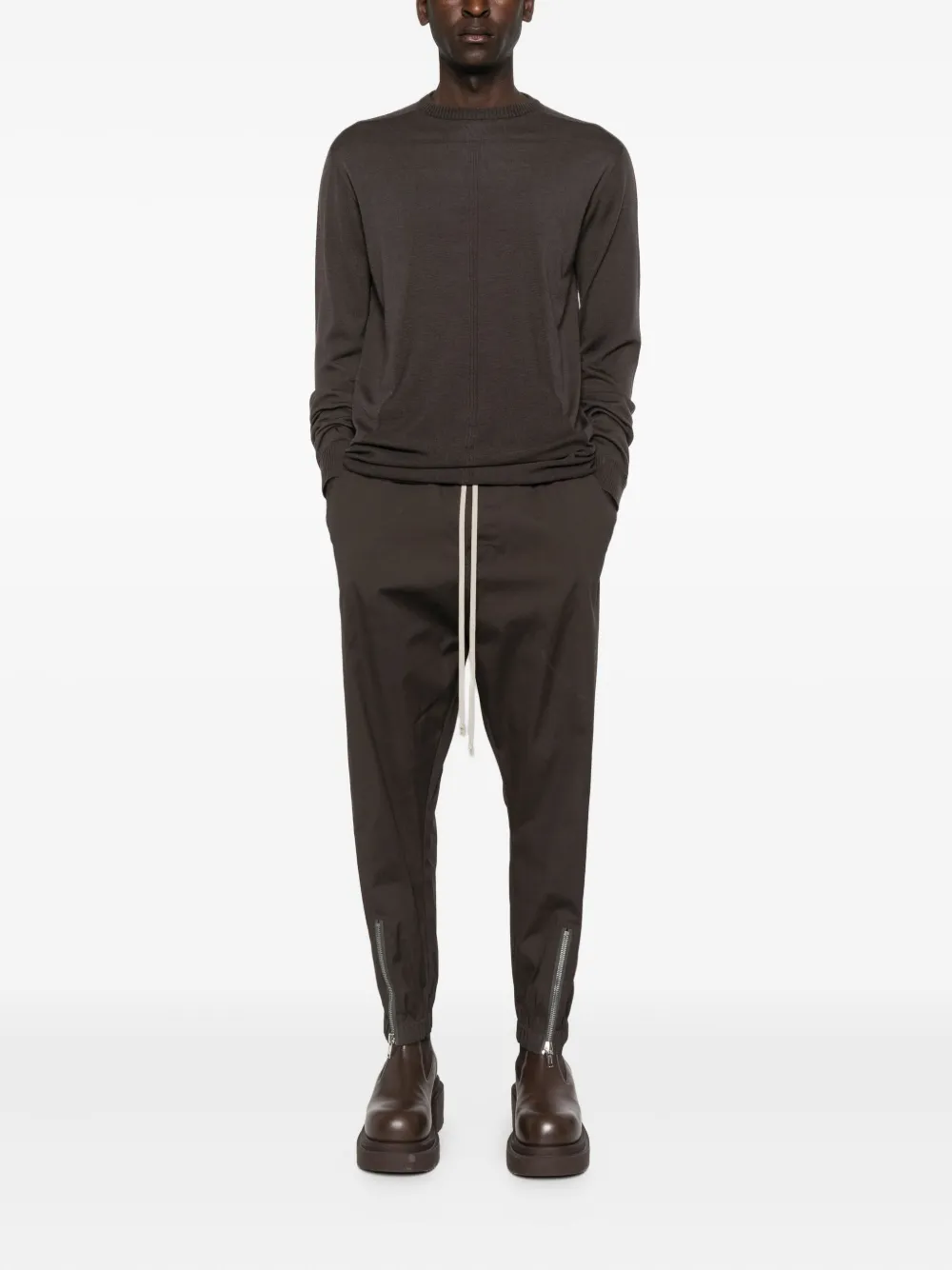 Rick Owens metallic-detail crew-neck sweater - Bruin