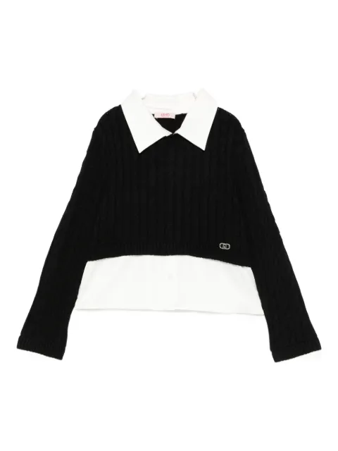Liu Jo Kids cable-knit logo-detail sweater