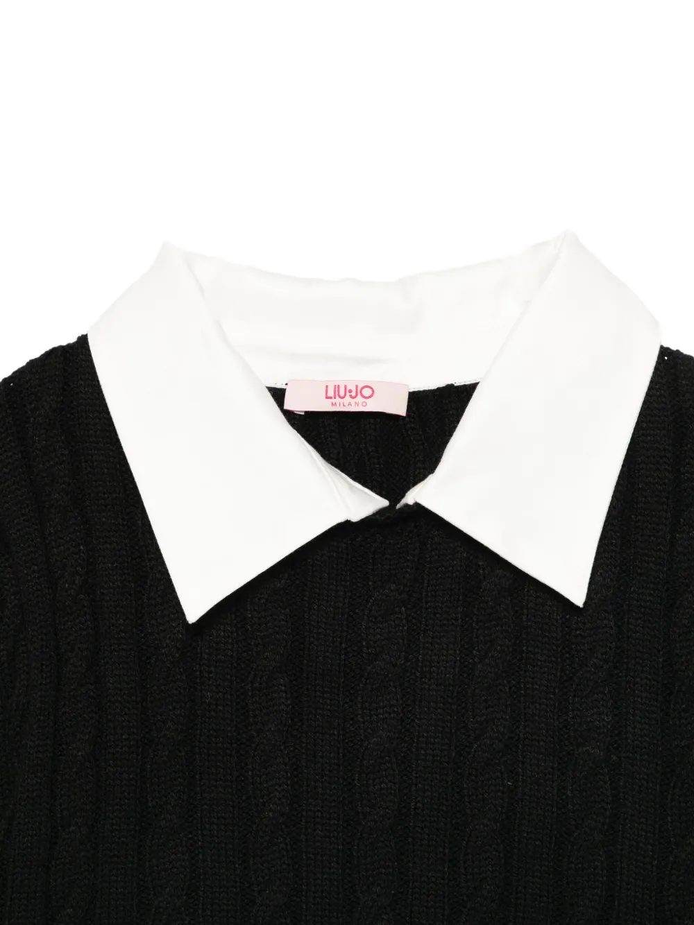 Liu Jo Kids Kabelgebreide trui met logodetail Zwart