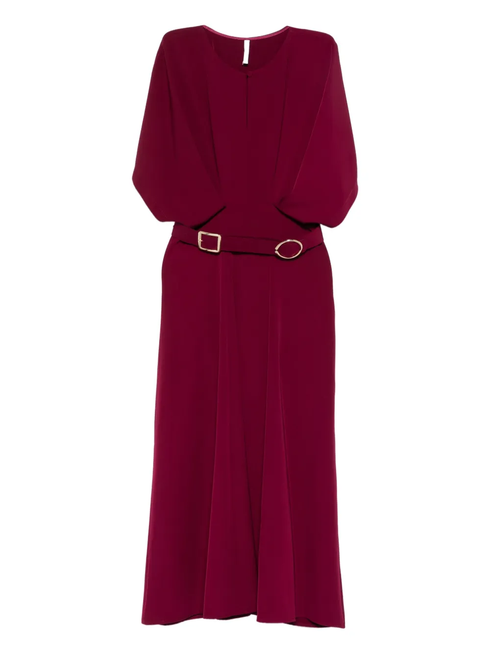 IMPERIAL belted puff-sleeve midi dress | Red | Image 1