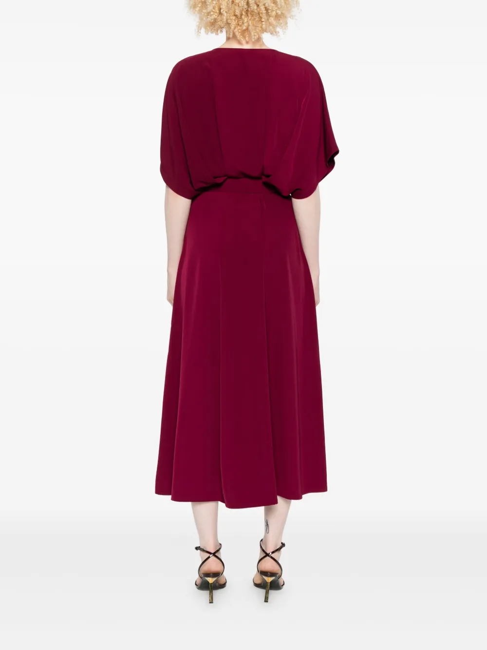 IMPERIAL Midi-jurk met pofmouwen en ceintuur Rood