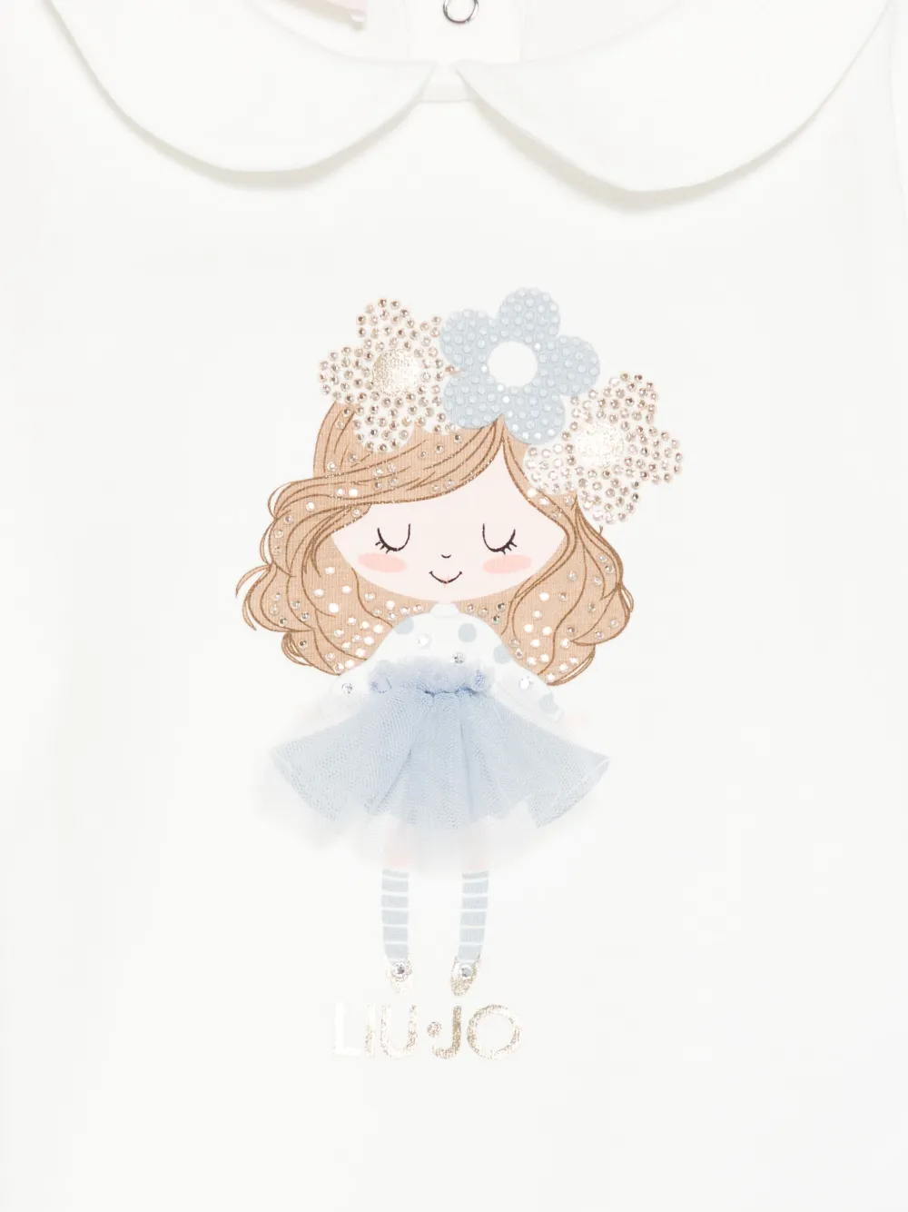 LIU JO T-shirt met Peter Pan kraag en print Wit