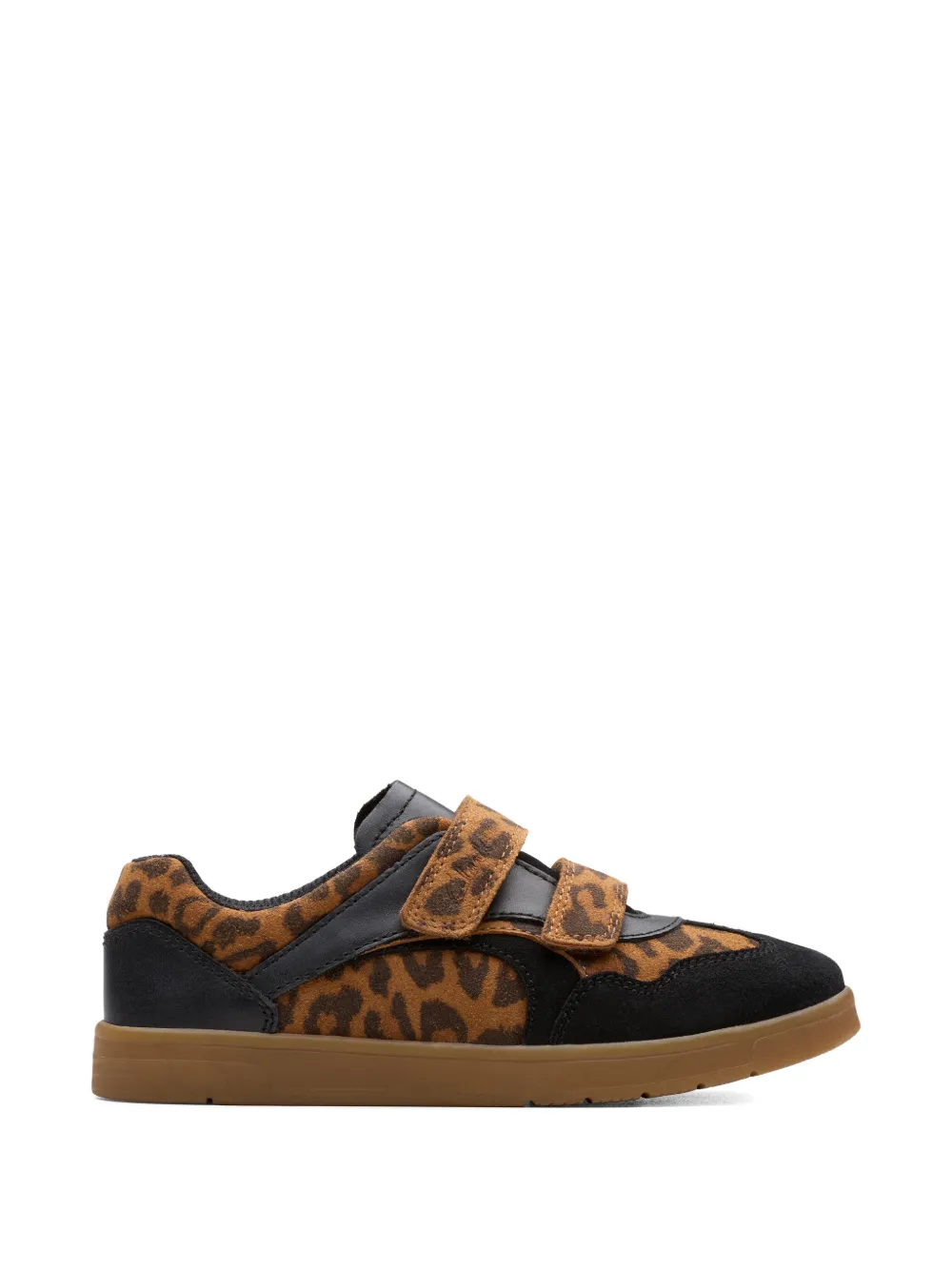 Clarks Kids Disco Vibe leopard-print sneakers Zwart