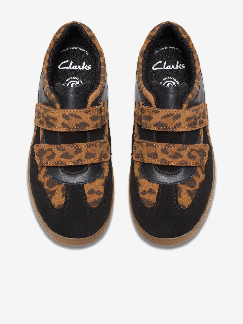 Clarks Kids Disco Vibe leopard-print sneakers Zwart