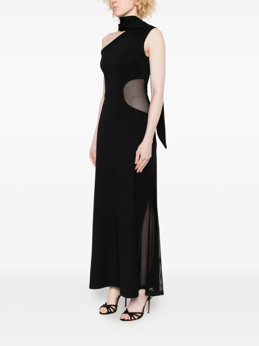 IMPERIAL Asymmetrische jurk met mesh vlak Zwart