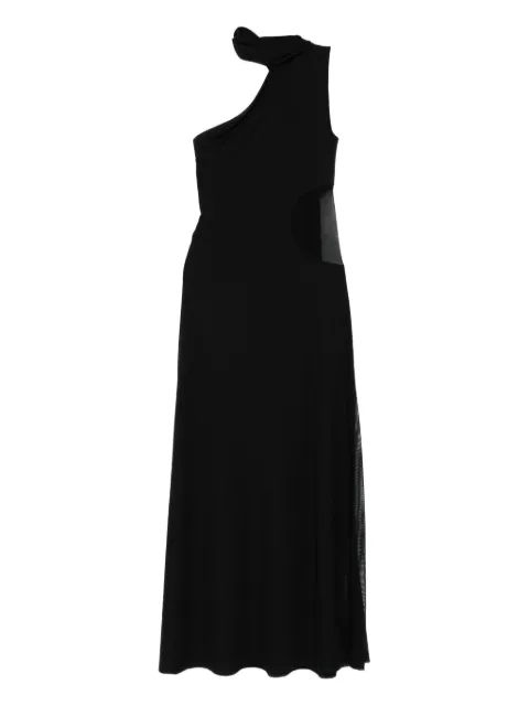 IMPERIAL one-shoulder mesh-insert dress