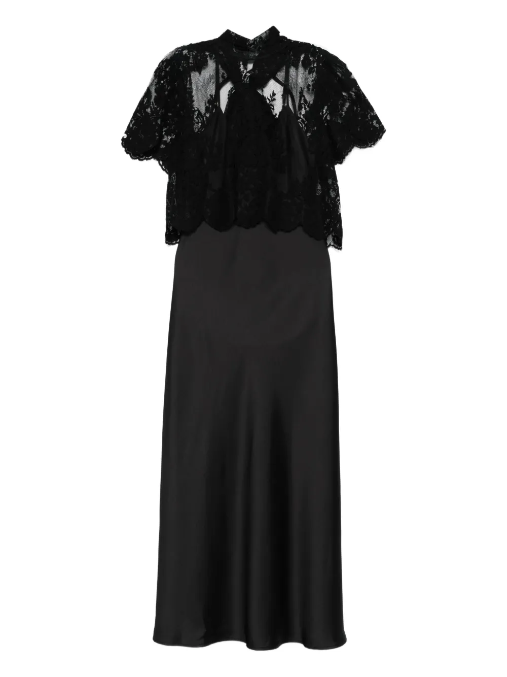 IMPERIAL lace-overlay slip midi dress | Black | Image 1