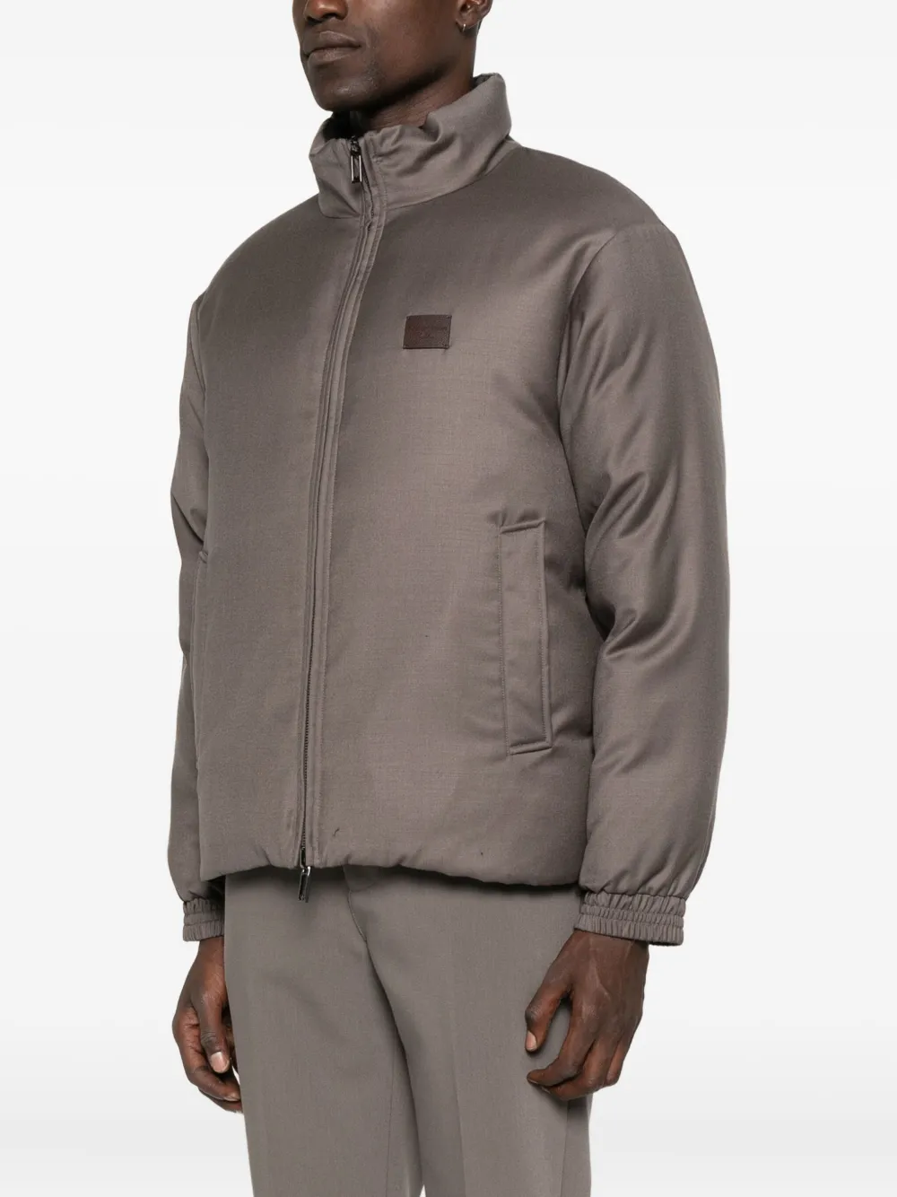 Emporio Armani Gewatteerd jack met logopatch Grijs