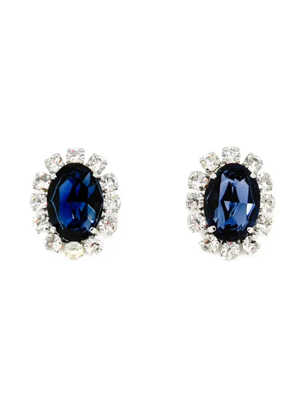 Christian Dior Pre-Owned 1968 Sapphire Paste Stone clip-on Earrings  Silver FARFETCH PH
