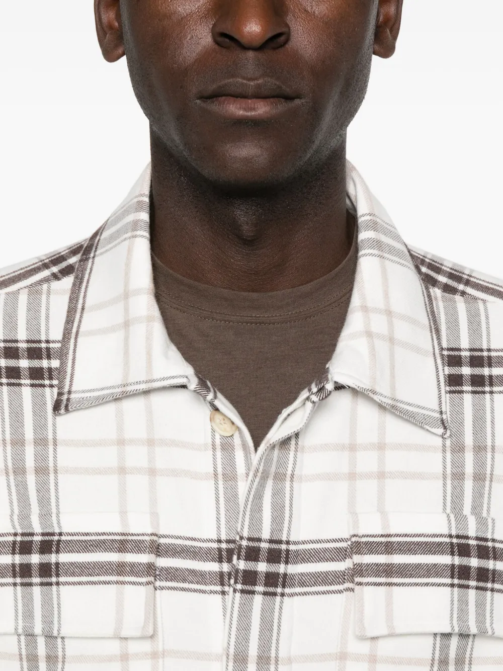 Eleventy Geruit shirtjack Wit