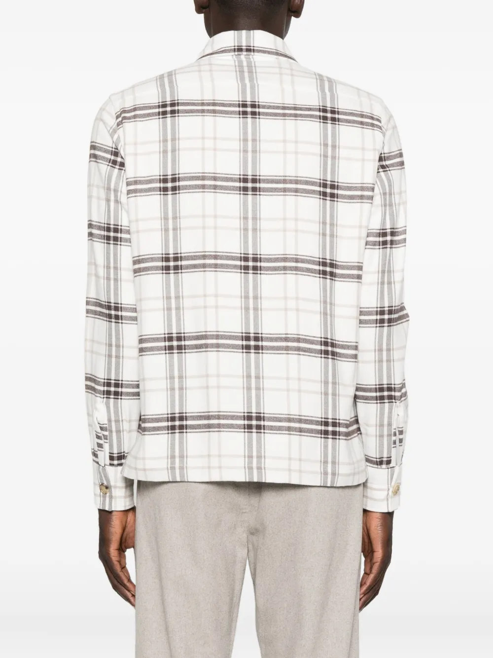 Eleventy Geruit shirtjack Wit