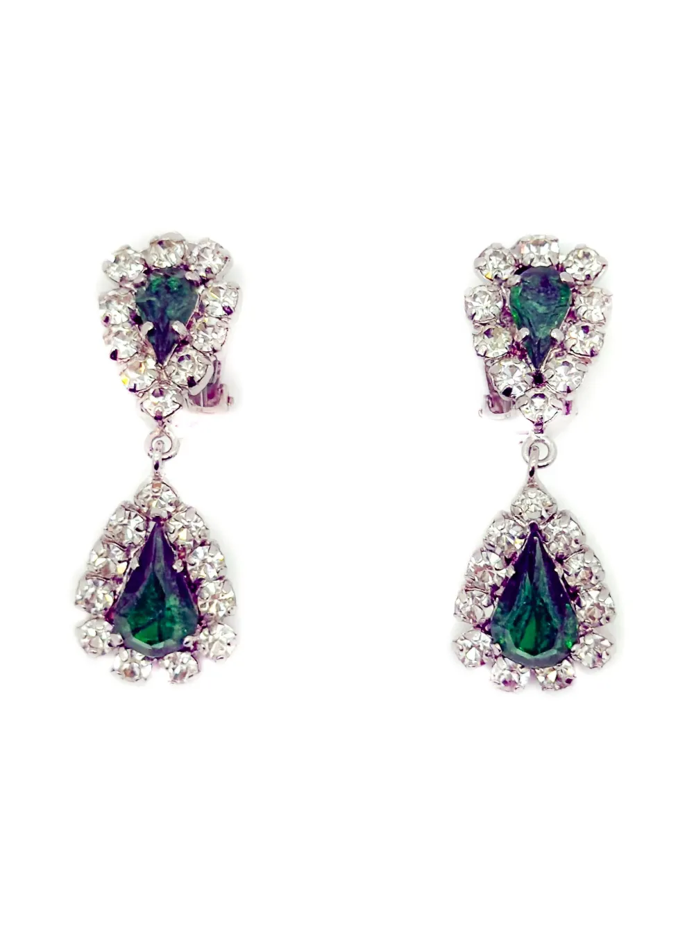 Christian Dior Pre-Owned 1972 crystal-embellished drop earrings - Argento