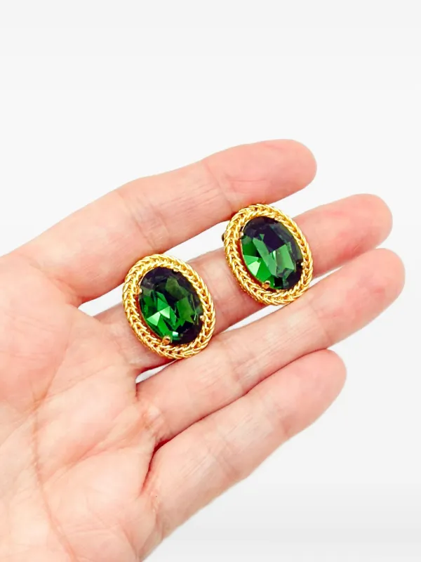 Christian Dior Pre-Owned 1968 エメラルド イヤリング | ゴールド
