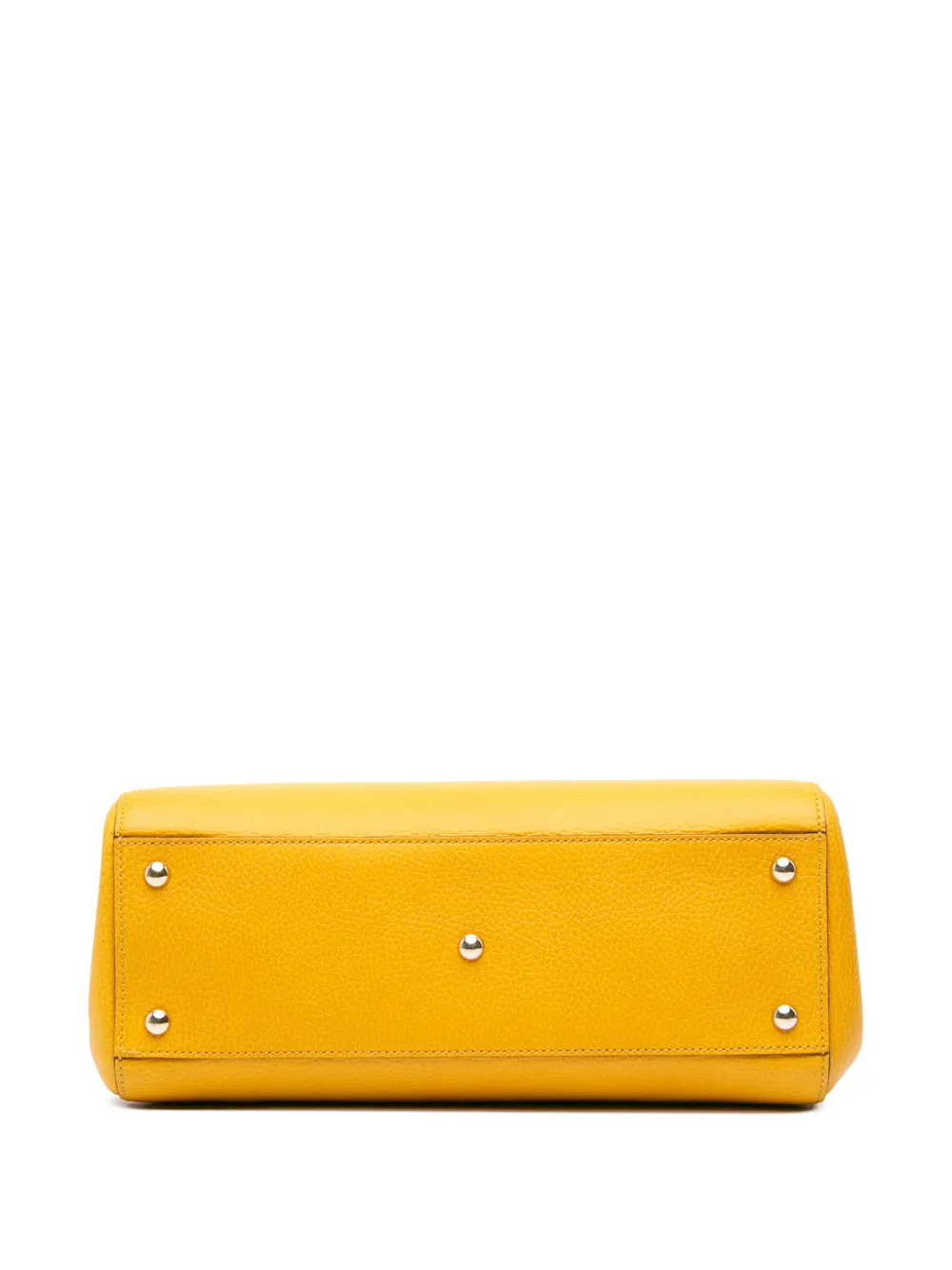 Pre-owned Gucci 2016-2025 Calfskin Swing Top Handle Satchel In Yellow