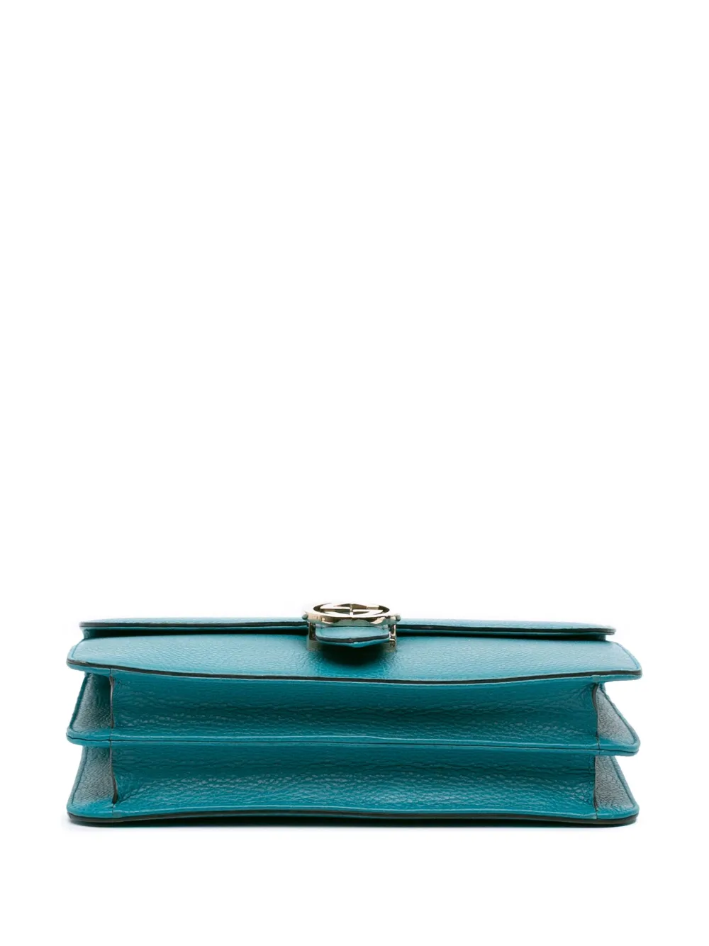 Pre-owned Gucci 2016-2025 Medium Dollar Calfskin Interlocking G Crossbody Bag In Blue