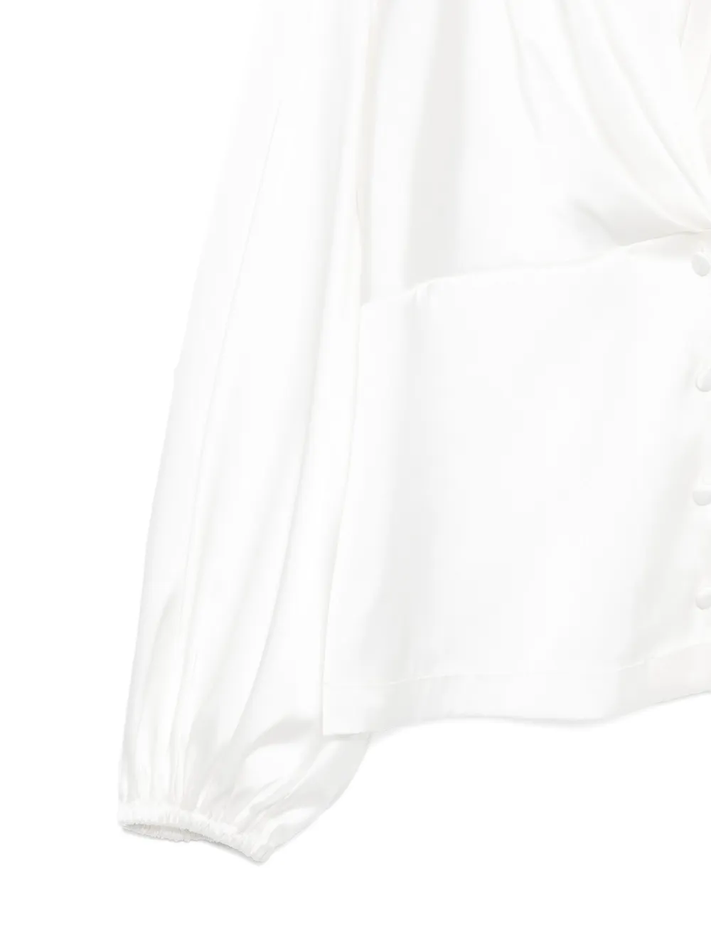 D Exterior Balloon-sleeve Button Top In White
