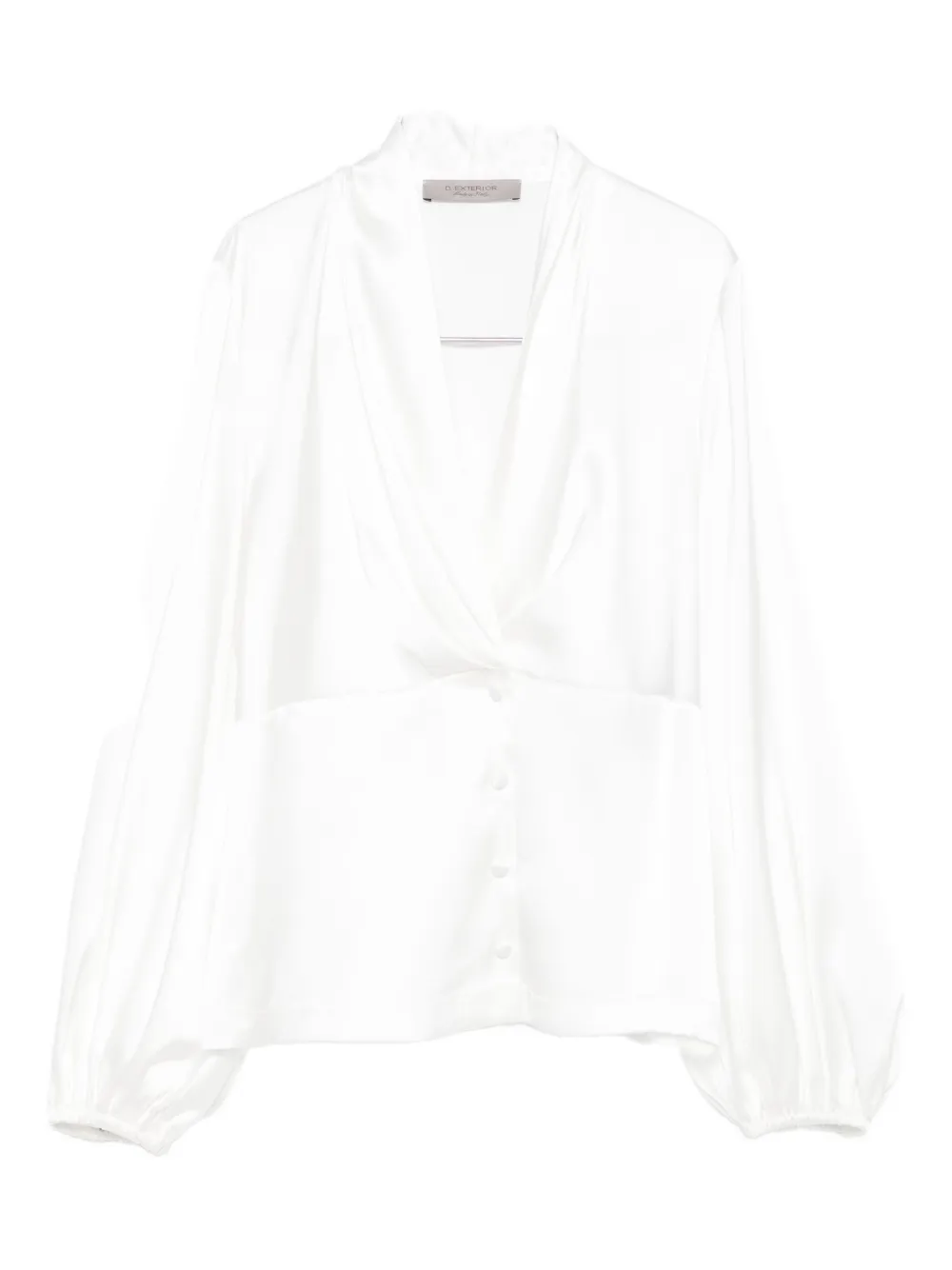 D Exterior Balloon-sleeve Button Top In White