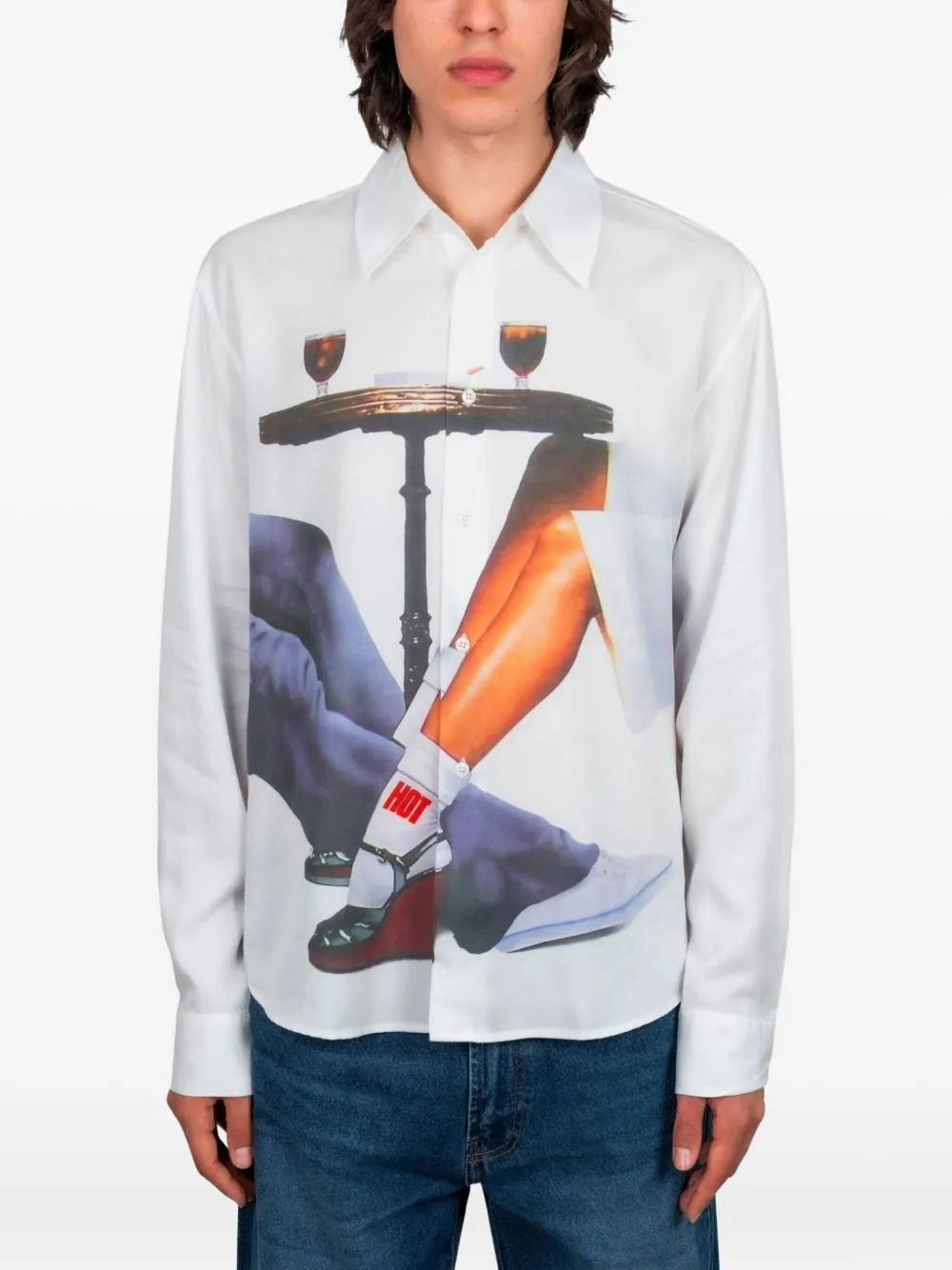 CARNE BOLLENTE Terrace Touch print long-sleeved shirt | White | Image 1