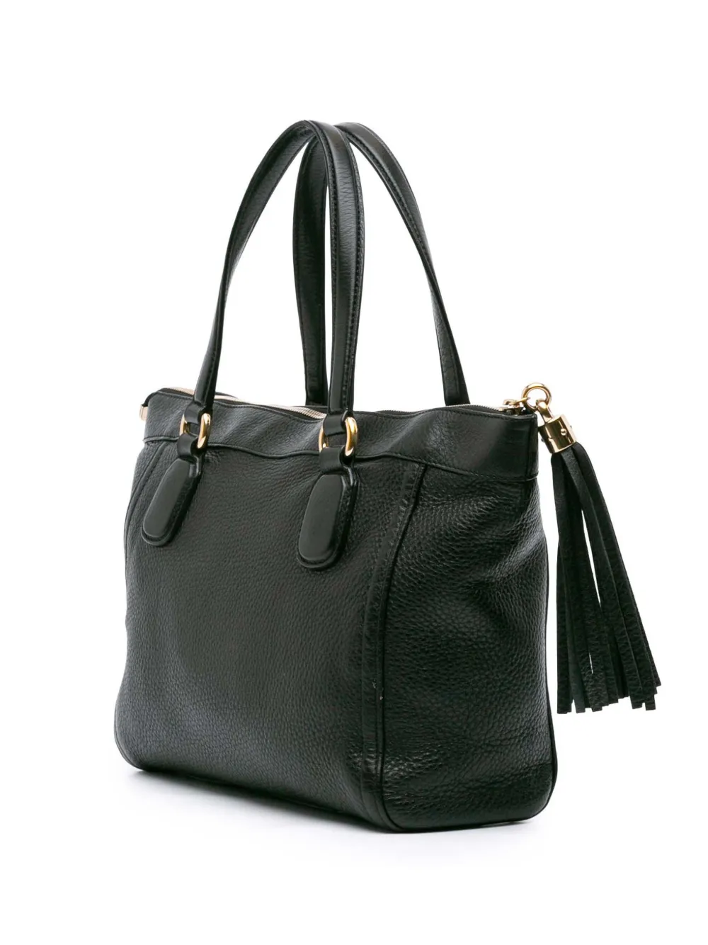 Pre-owned Gucci 2016-2025 Small Leather Soho Working Tote Bag In Black