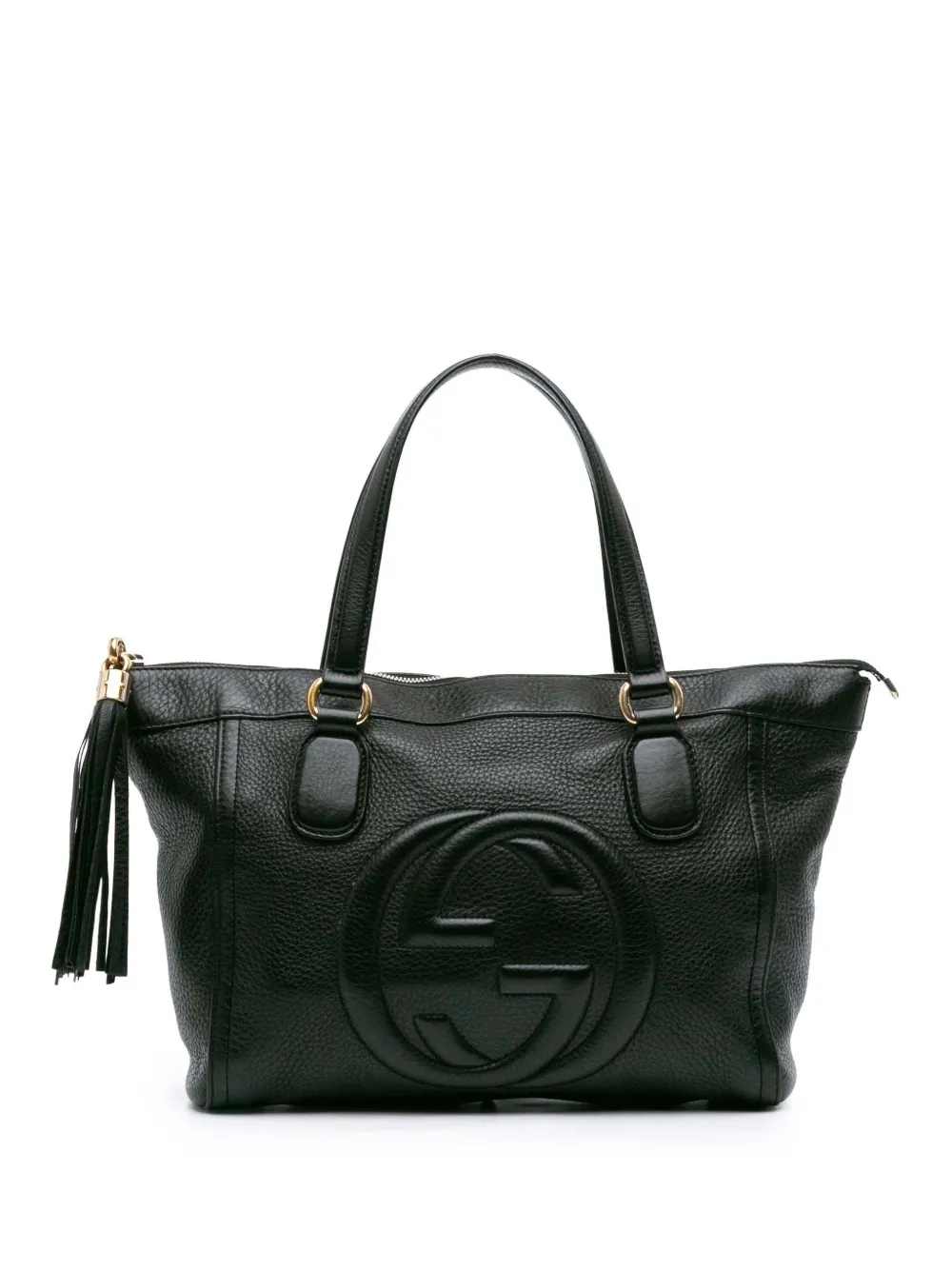 Pre-owned Gucci 2016-2025 Small Leather Soho Working Tote Bag In Black