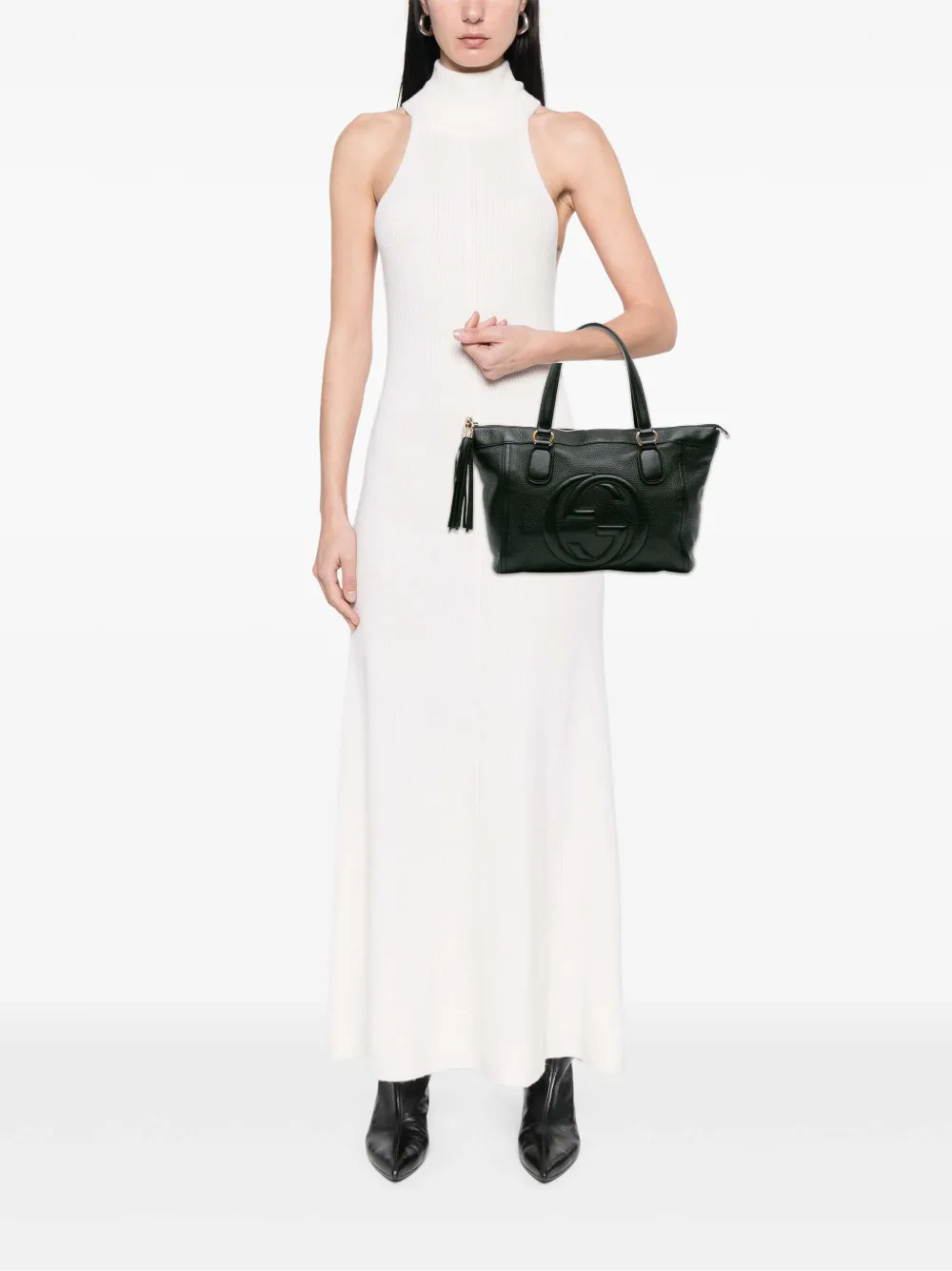 Pre-owned Gucci 2016-2025 Small Leather Soho Working Tote Bag In Black