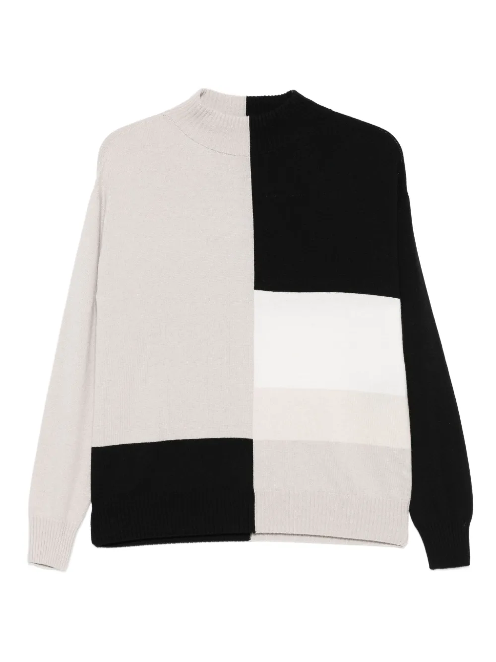 D.Exterior colour-block panelled sweater | Black | Image 1