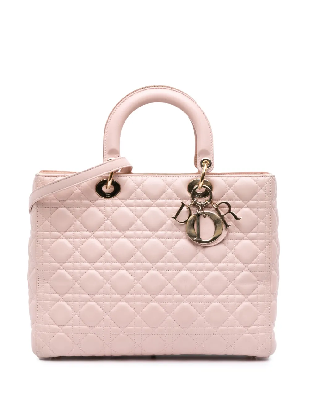Christian Dior Pre-Owned 2012 Large Lambskin Cannage Lady Dior satchel | Pink | Image 1