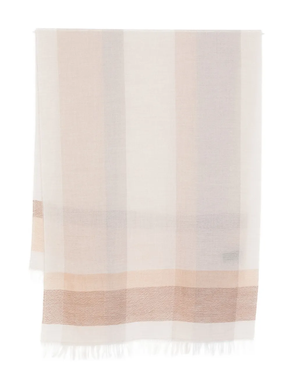 D.Exterior striped fringed scarf | White | Image 1