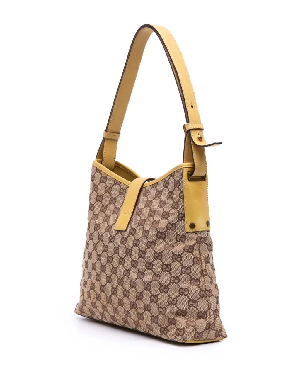 Pre-owned Gucci 2000-2015 Gg Canvas Piston Shoulder Bag In Brown