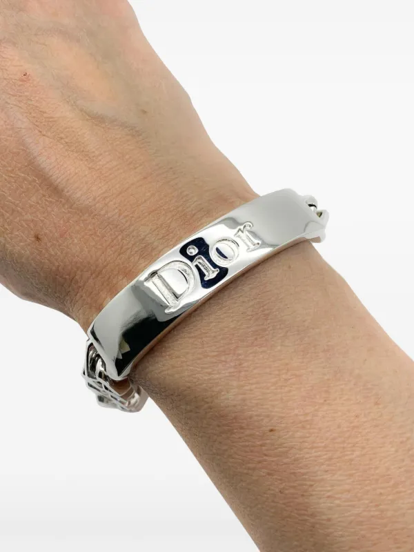 Christian Dior Pre-Owned 2000s chunky-logo ID Bracelet | Silver
