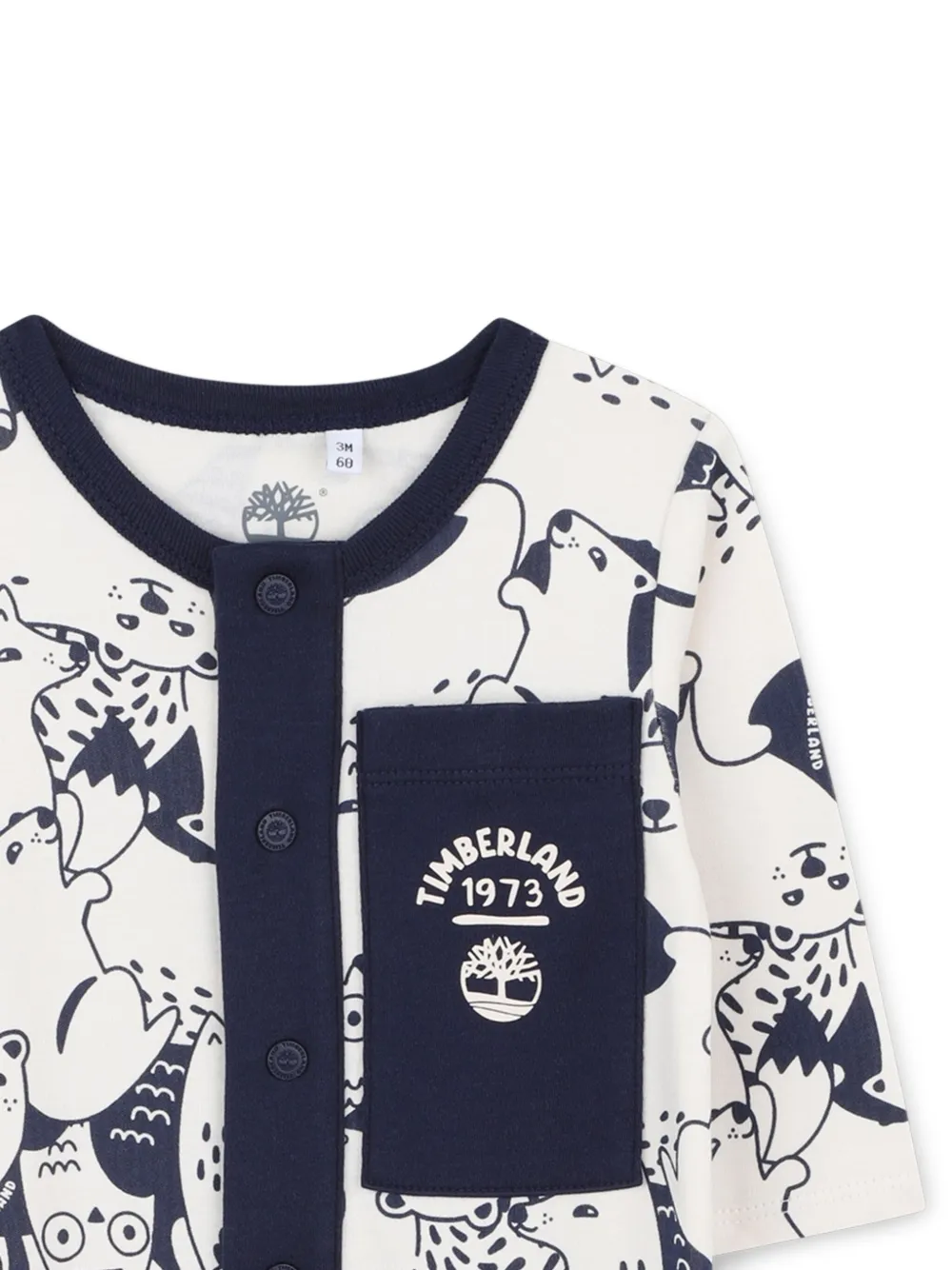 Timberland Kids Pyjama met knoopsluiting en dierenprint Wit