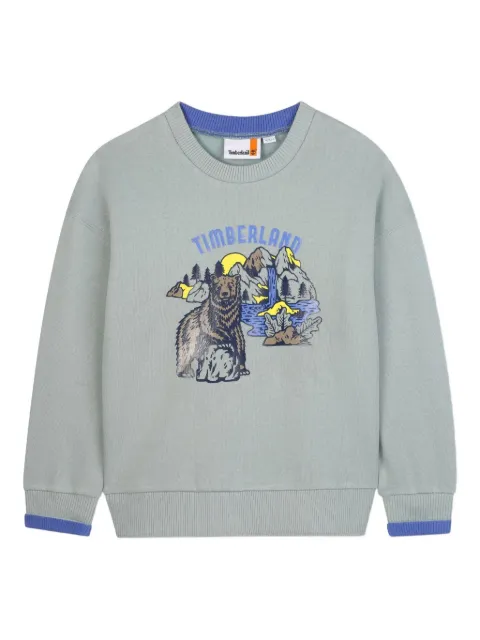 Timberland Kids bear-print cotton-blend sweatshirt