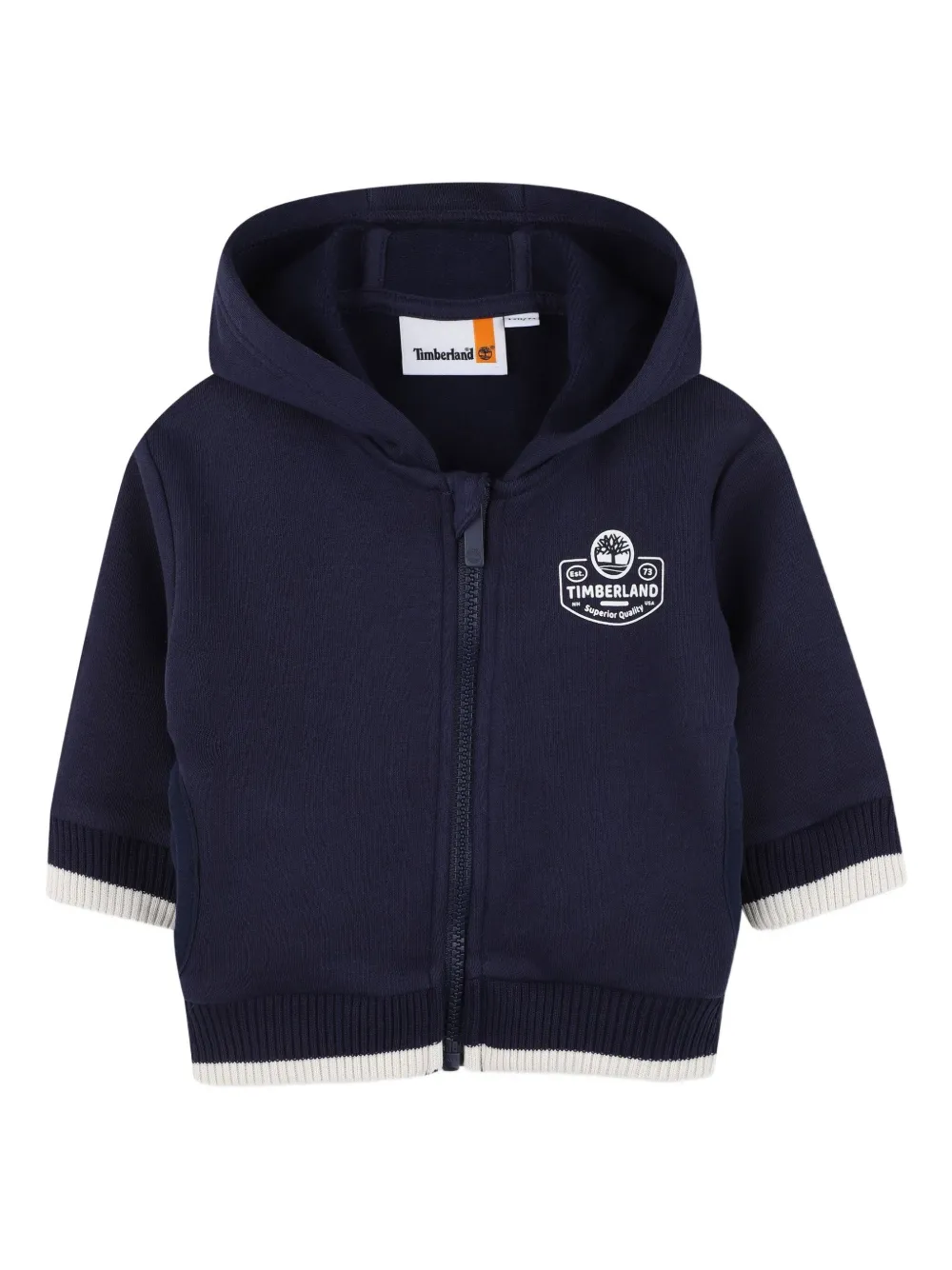 Timberland Kids logo-print zip-up hoodie | Blue | Image 1
