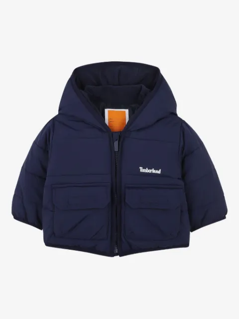 Timberland Kids 绗缝连帽蓬松夹克