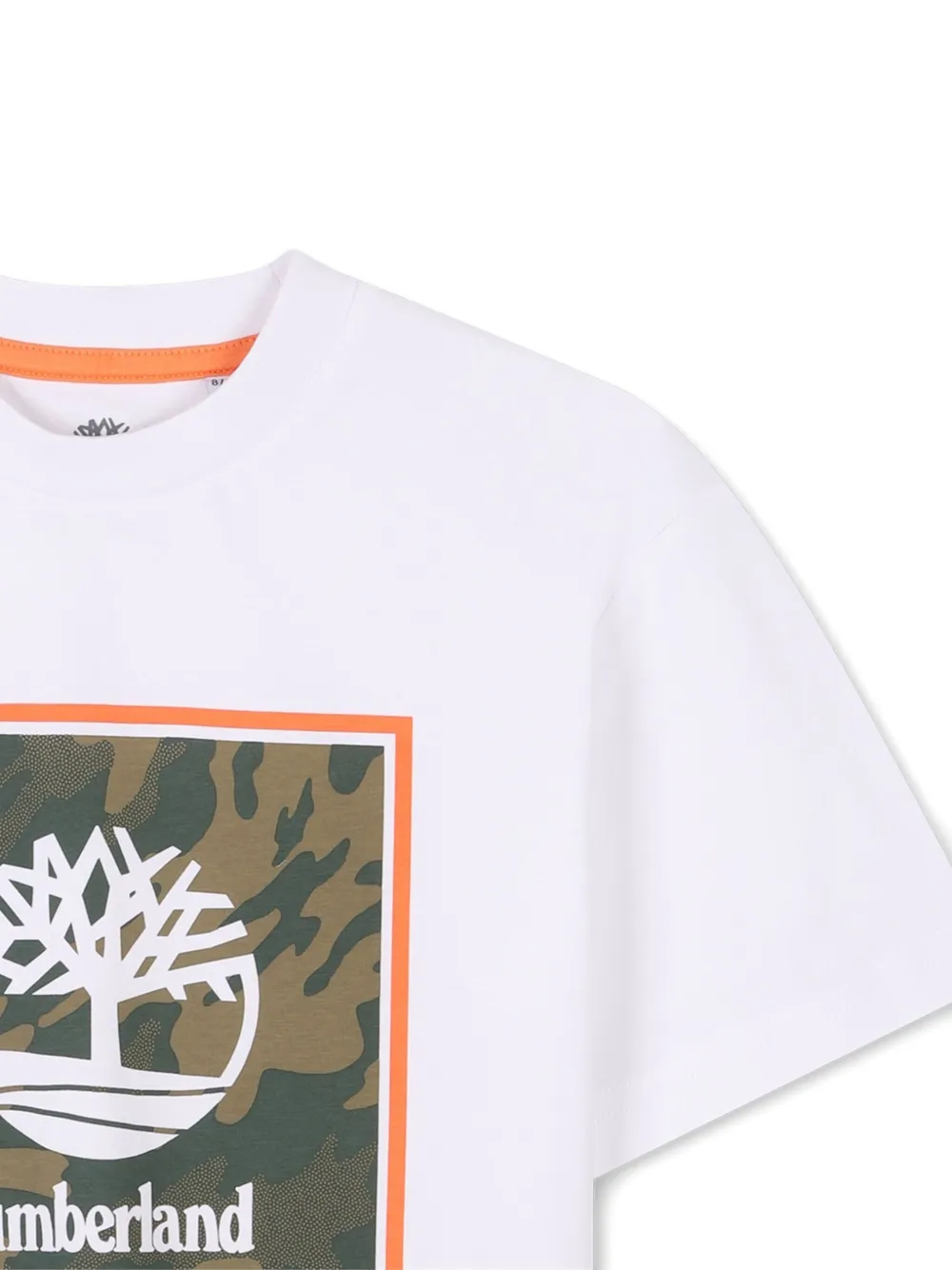 Timberland Camouflage-print Box-logo T-shirt In White