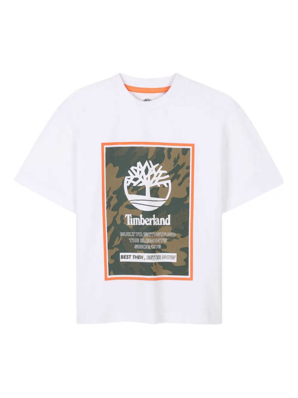 Timberland Camouflage-print Box-logo T-shirt In White